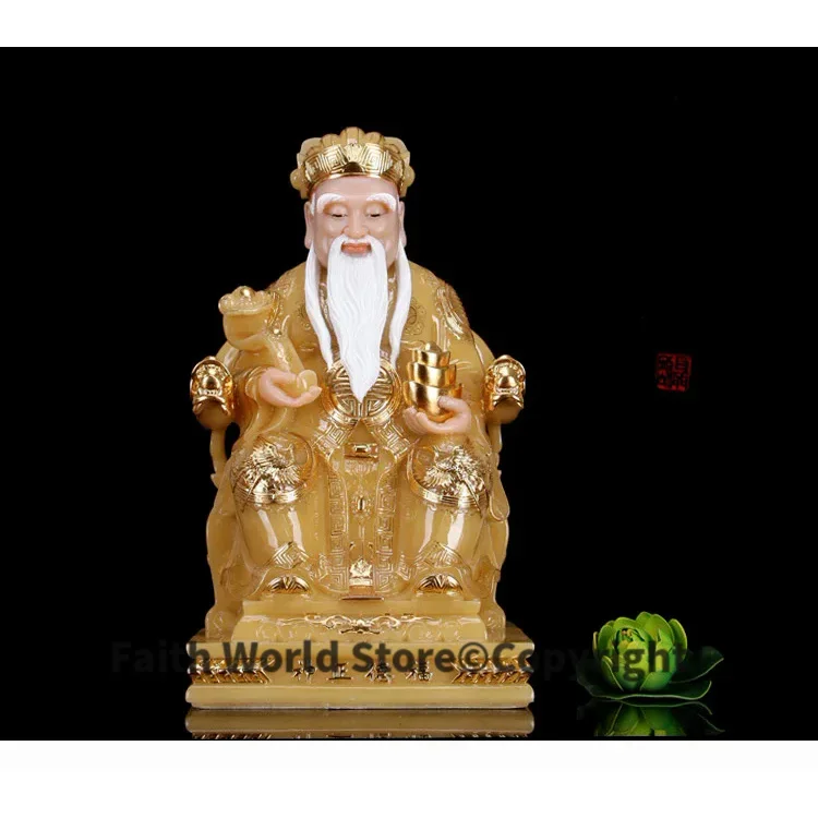 Southeast Asia HOME Shrine efficacious Patron saint Ornamental God Da Bo Gong FU DE ZHENG SHEN jade wealth GOD FENG SHUI statue