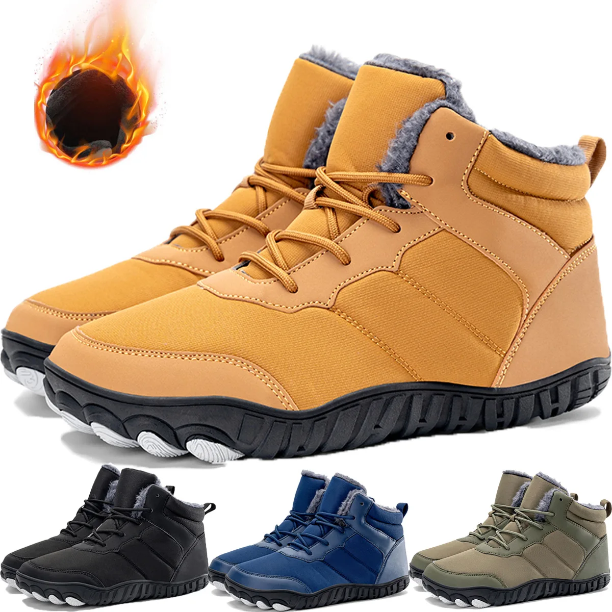 

Outdoor Plush Thick Hiking Shoes Winter Men's Sports Shoes Waterproof and Anti Slip Travel Camping Five Finger Men's Short Boots