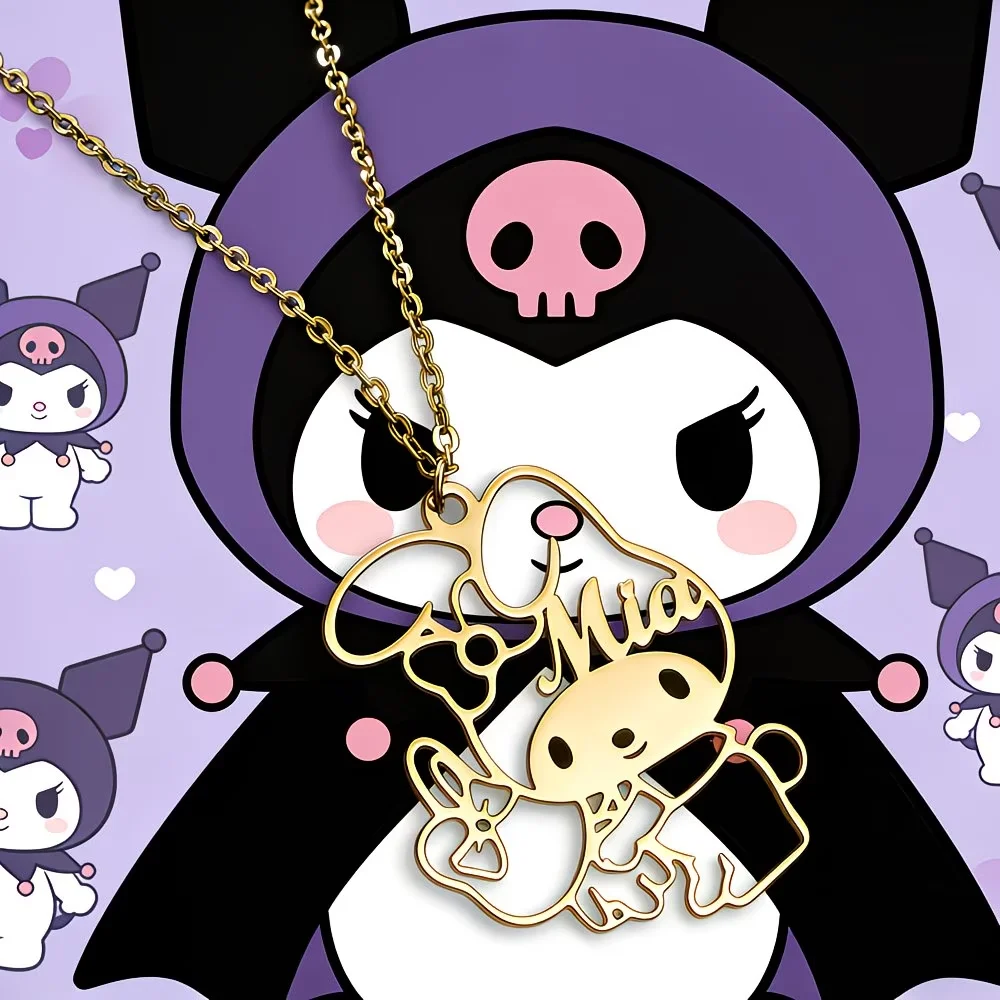

Custom Name My Melody Necklace Personalized Sanrio Pendant Stainless Steel Fashion Jewelry Birthday Party Gift For Women Girls