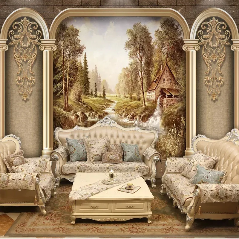 European Roman Column Art Retro Photo Wall Mural Wallpapers Roll 3D Abstract Living Room Bedroom Background Wall Covering Fresco