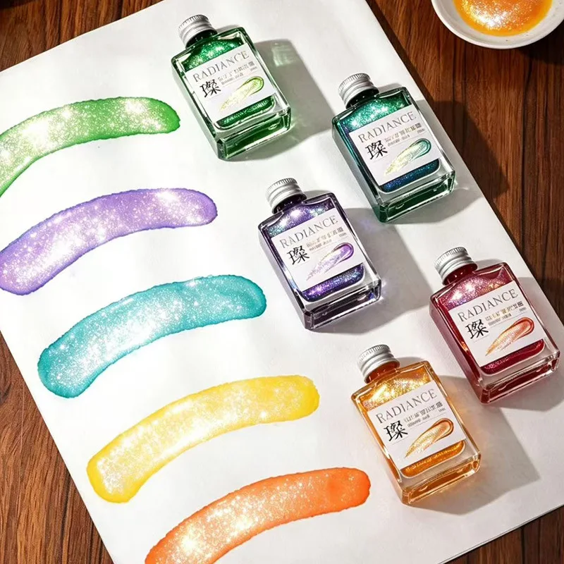 Pearl Glitter Powder Mineral Color Ink 30ml Mineral Non Carbon Used for Calligraphy Small Regular Script Brush Colored Ink
