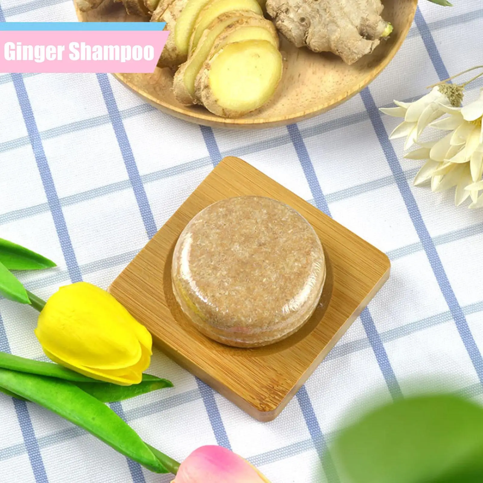 New 1pc 60g Ginger Essence Anti Hair Loss Soap Natural Anti Dandruff Moisturizing Handmade Glossy Scalp Shampoo Hair Darkening