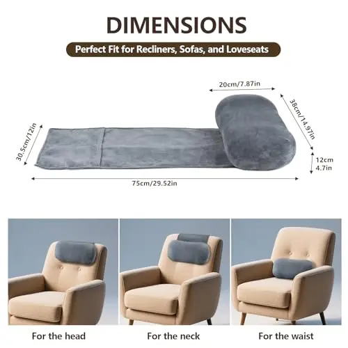 

Memory Foam Support Cushion For Recliner Sofa Loveseat – Head Neck Waist Positioning Pillow With Non-Slip Base