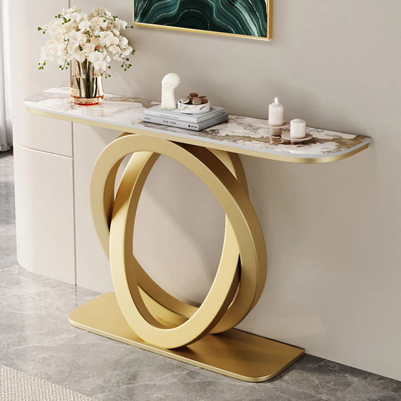 

Light Luxury Entryway Table Living Room Bedroom Decorative Concrete Console Tables with Slate Top