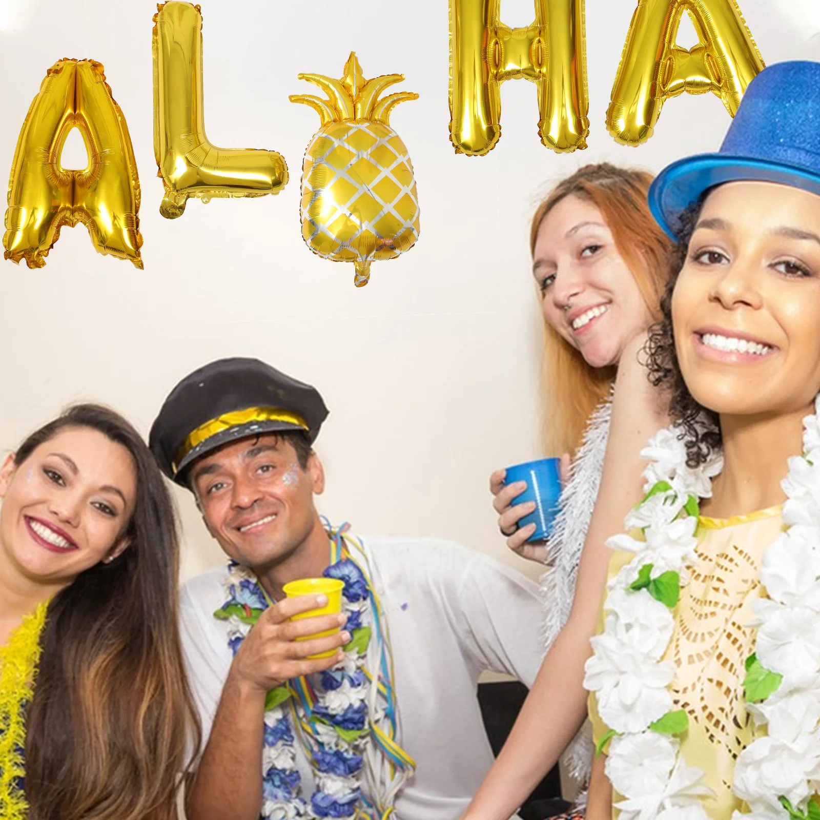 

2 set 16Inch ALOHA Balloons Pineapple Shaped Party Supplies Tropical Decorations Hawaiian Theme