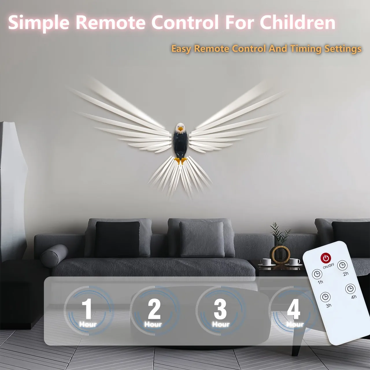 Bald Eagle Night Light Projection Lamp Tape Remote Control Rechargeable Children's Gift Bedroom Decorations Room Decor