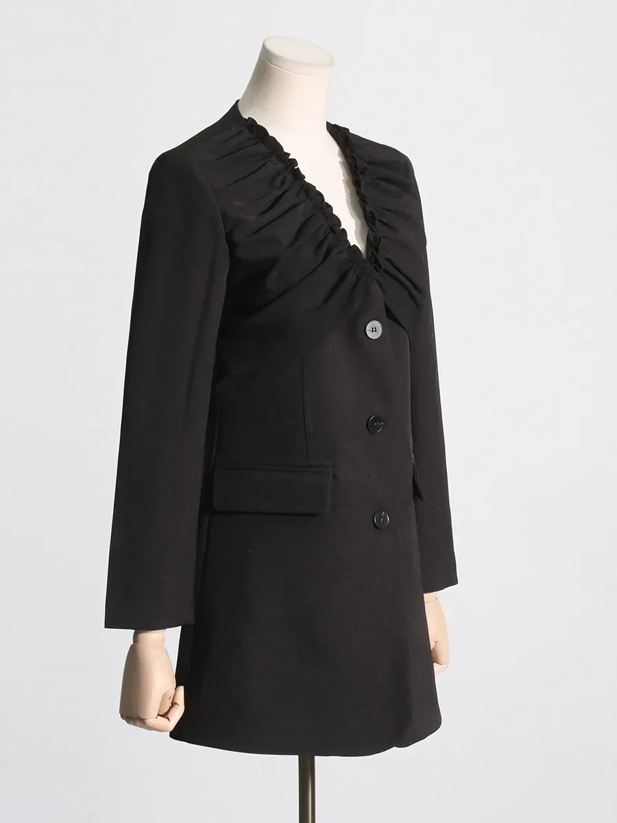 Blazer à col élastique pour femme, olympiques noirs, veste de mode, tenue de bureau formelle, vêtements de travail d'affaires pour dame, manteau chaud pour fille, tenue d'automne, 1 pièce