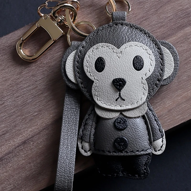 

Handmade Monkey Doll Pendant,French Sheepskin Bag Pendant Phone Pendant ,Pure Handmade Genuine Leather Keychain.