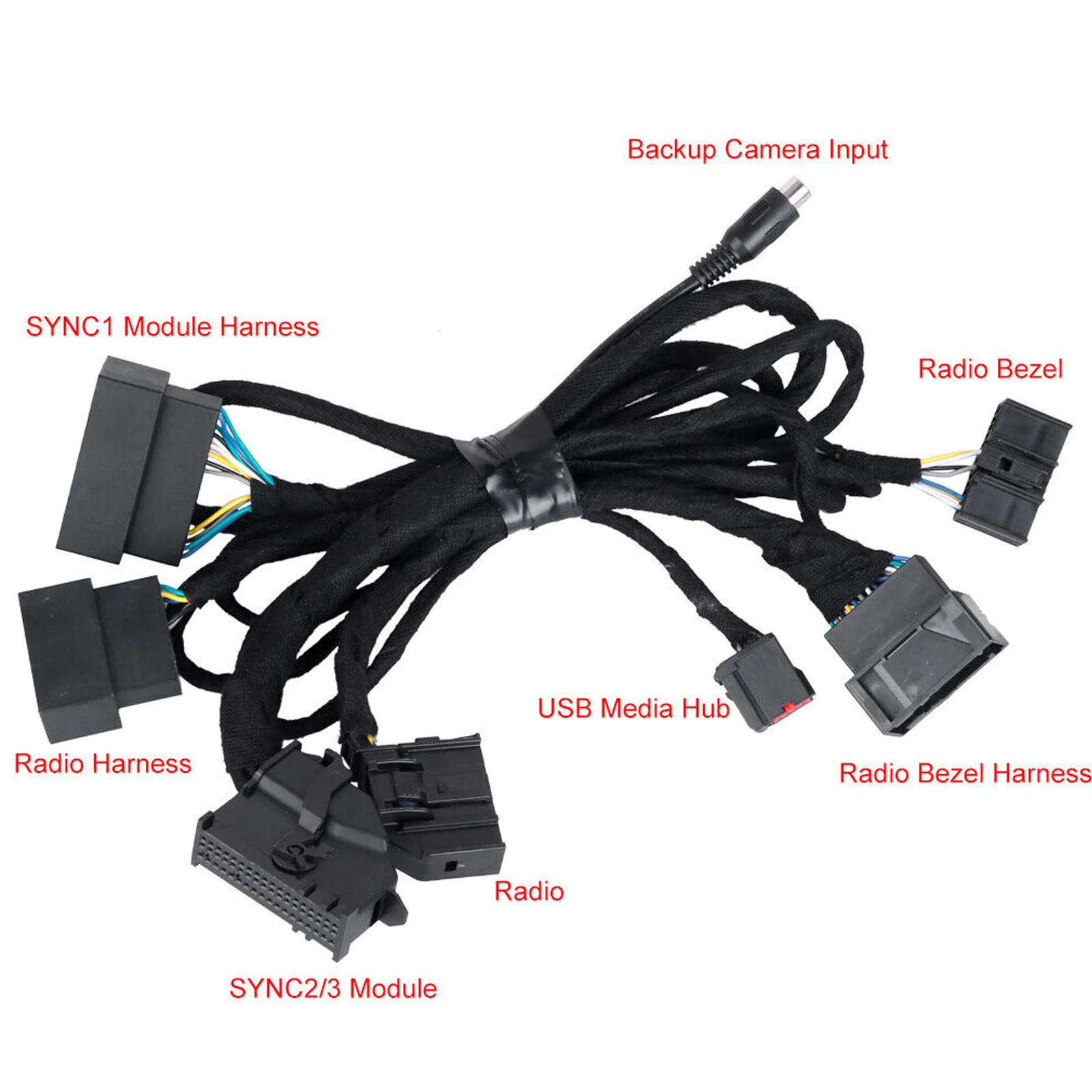 HC3Z 19A387 B Arnés de conversión PNP de 4 pulgadas a 8 pulgadas ABS antienvejecimiento profesional negro resistente al desgaste para actualización SYNC 1 a SYNC 3