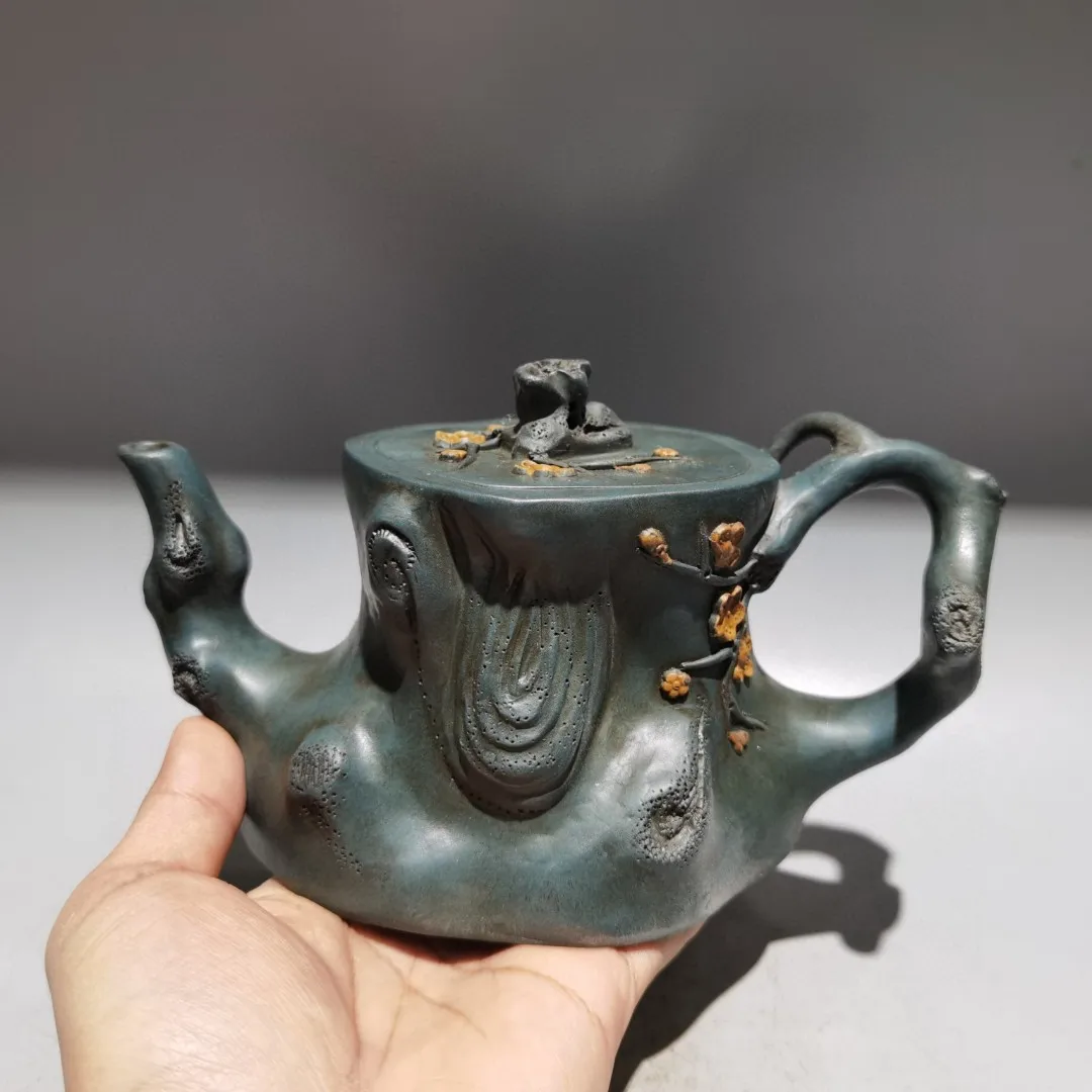 

8"Chinese Yixing Purple Clay Teapot Plum blossom pattern Stump shaped teapot Teapot Pot Tea Maker Amass wealth Ornaments