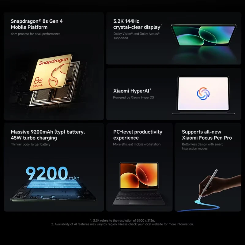 Versión Global Xiaomi Pad 8 Tablet, Pantalla LCD de 11.2 Pulgadas, 3.2K, 144Hz, Snapdragon ® Mi Pad de 8.ª Generación con Cámara de 3MP y Batería de 9200mAh 3