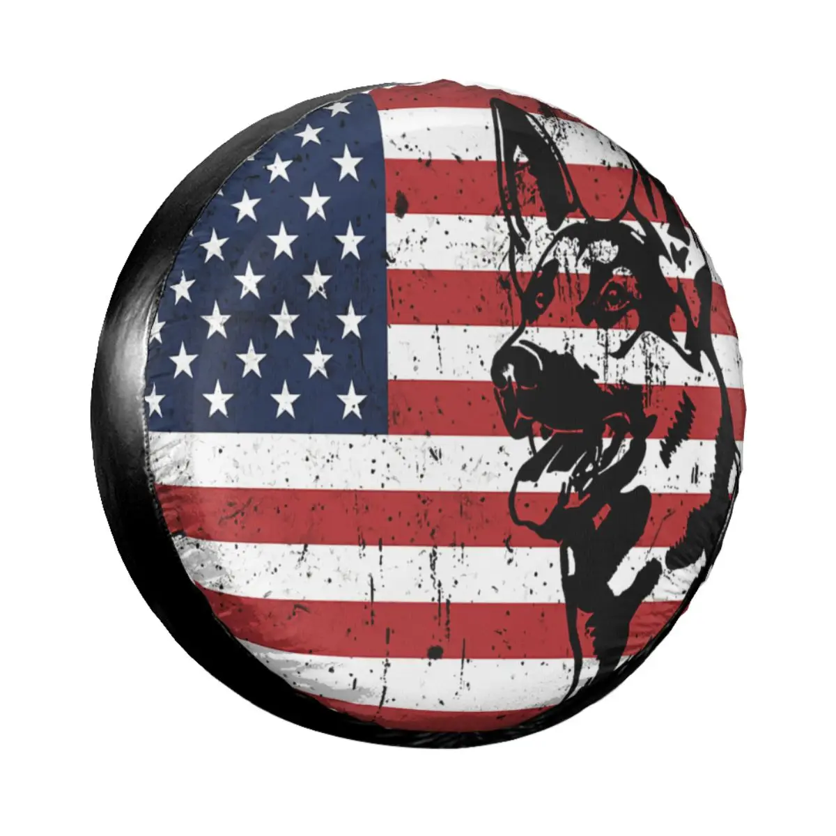 American Flag Patriotic Country Adorable Dog Spare Tire Cover for Jeep Hummer Freedom Car Wheel Covers 14