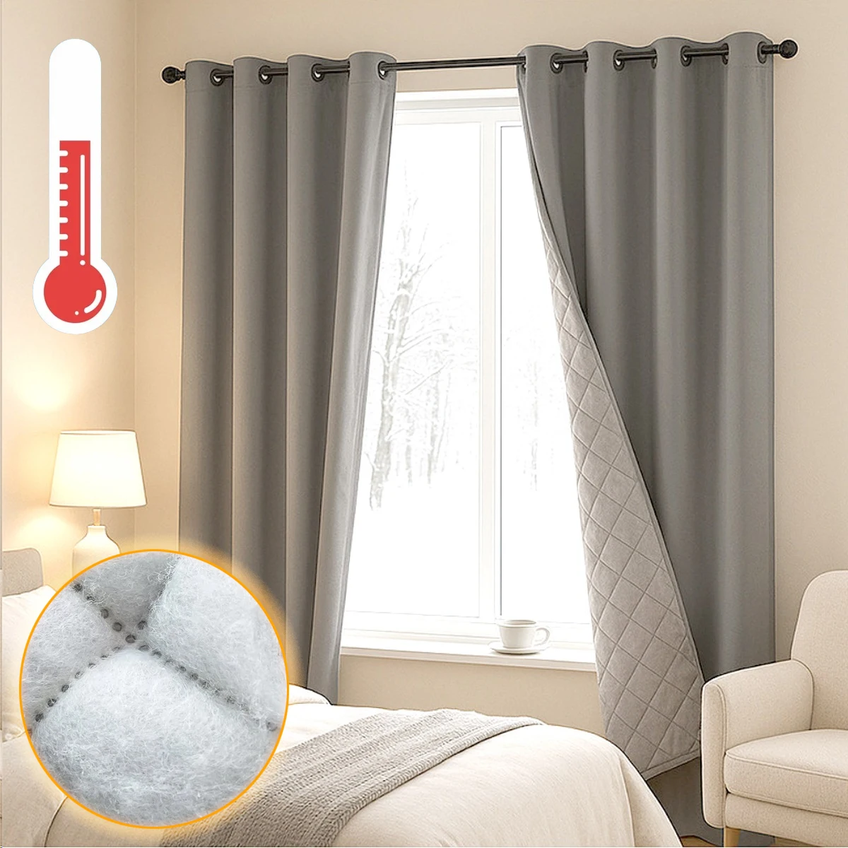 

1PC Thick Thermal Insulation Winter Warm Curtains for Living Room Bedroom Windproof Warmth Retention Cotton Curtain Custom Home