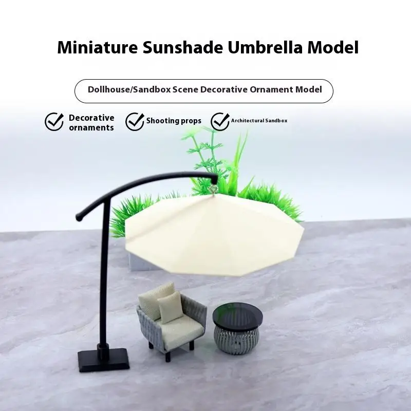 1 szt. Miniaturowy parasol słoneczny do domku dla lalek, symulowany model parasola do piaskownicy, zewnętrzny parasol przeciwsłoneczny, ozdoba do ogrodu, na dziedziniec, prezent