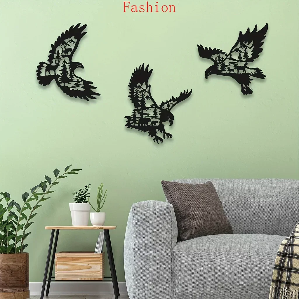 

Eagle Home Art Decor Metal Bald Eagle Bear Deer Elk Silhouette Pattern for Bedroom Living Room Garden Fence Outdoor Wall Decor