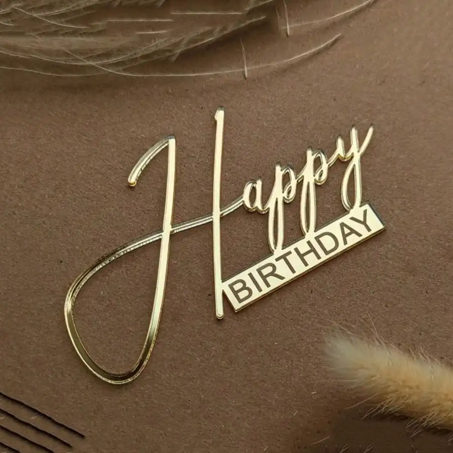 6 szt./3 szt. Akrylowe Złote Toppery na Tort Urodzinowy Królowa Urodzinowa Dekoracje na Tort z Napisem Happy Birthday Akcesoria