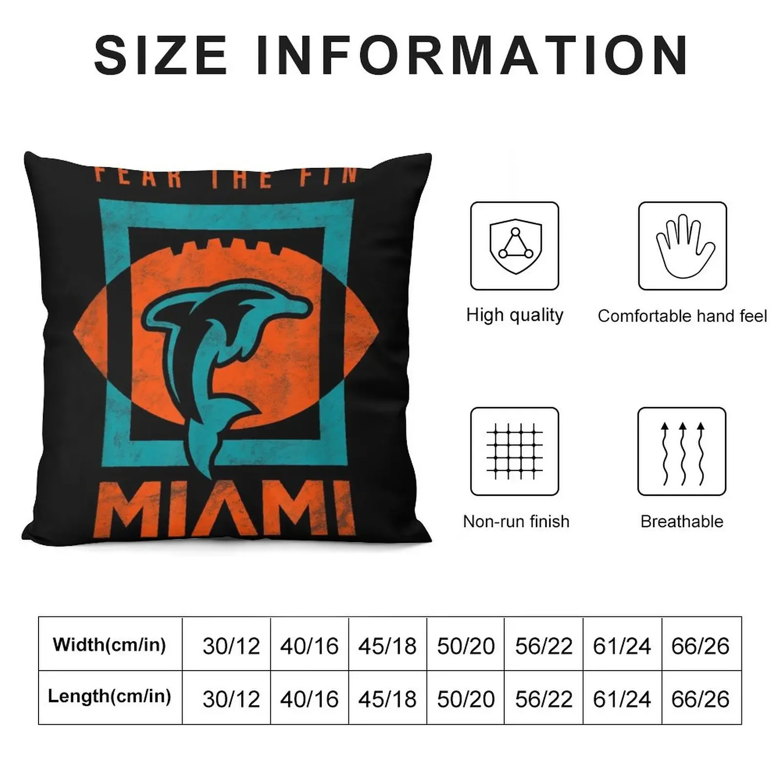 Cool Dolphin Fear the Fin Miami Football Fan Throw Pillow autumn decoration Plaid Sofa pillow