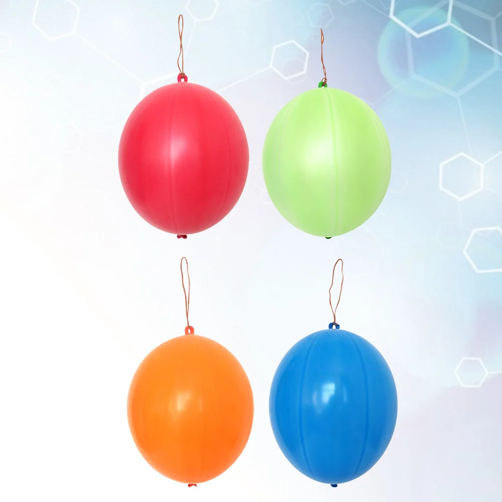 12Pcs Latex Punch Balloons with Handles Energetic Fun Party Decor for Kids Birthday Red Blue Yellow Balloons