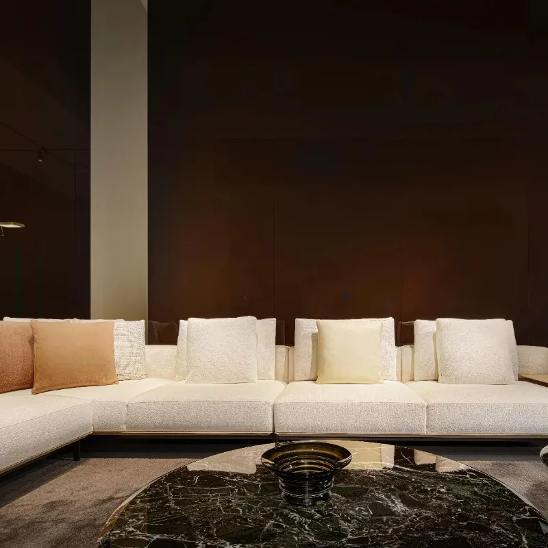 Modern white Italian luxury combination sofa comfortable bed fabric leather living room furniture sofa