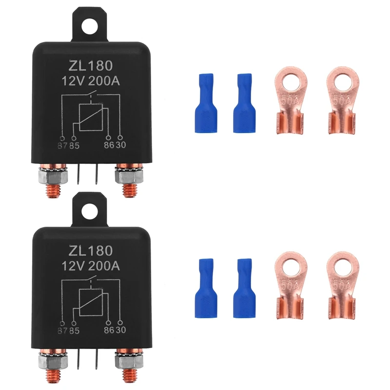 12V 200A Relay Car Truck Engine Automobile Boat Car Starter Heavy Duty Split Charging ZL180[2 Set]