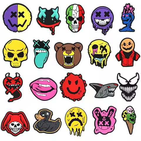 funny skull tones PVC shoe Charms Slippers Buckle combination Fit Wristbands accessories Decoration Bands gift unisex party