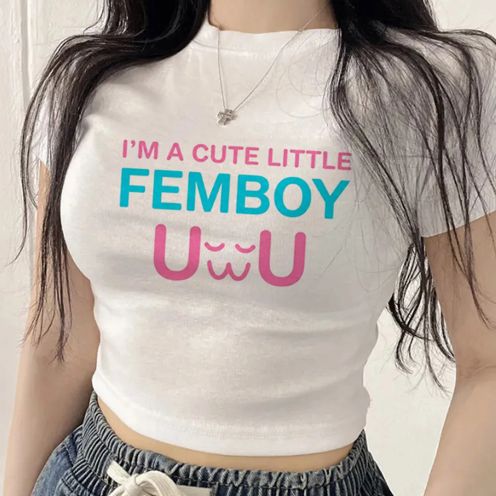 Femboy crop top shoujo emo alternative  y2k dollette tshirt y2k manga japanese streetwear meme