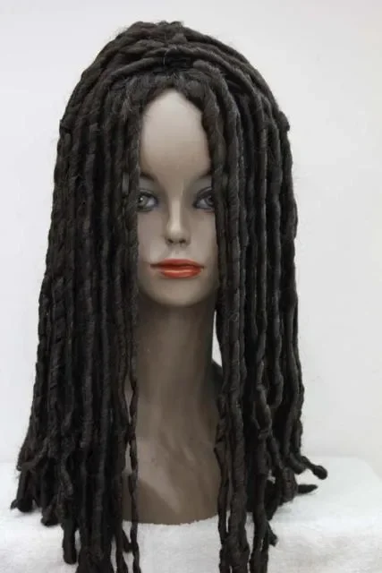 Peluca de rastas negras de Reggae de HIP-HOP, trenzas de Mascarada, peluca de fiesta de Cosplay, cabello