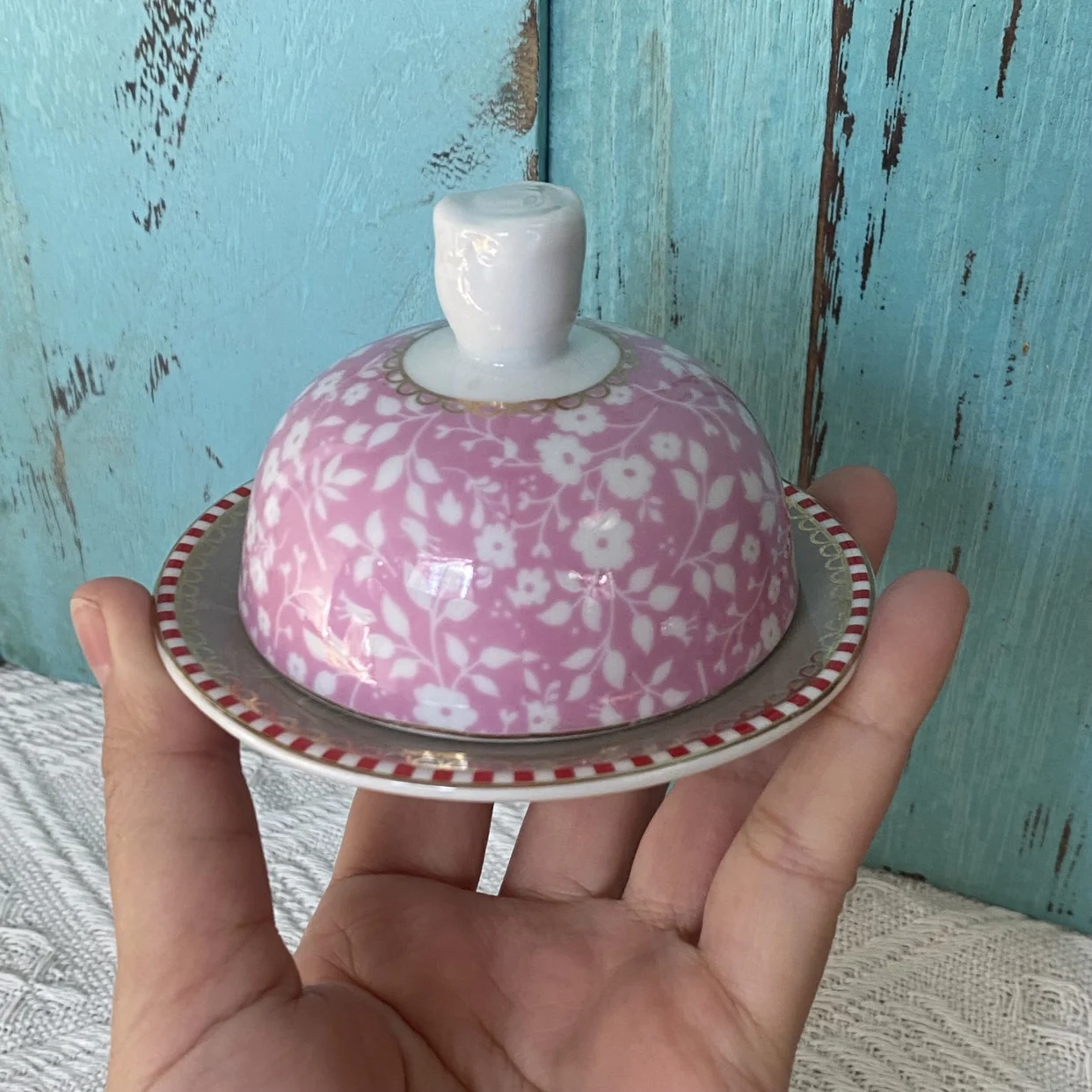 

Pink cute dim sum plate with lid cake small plate mini
