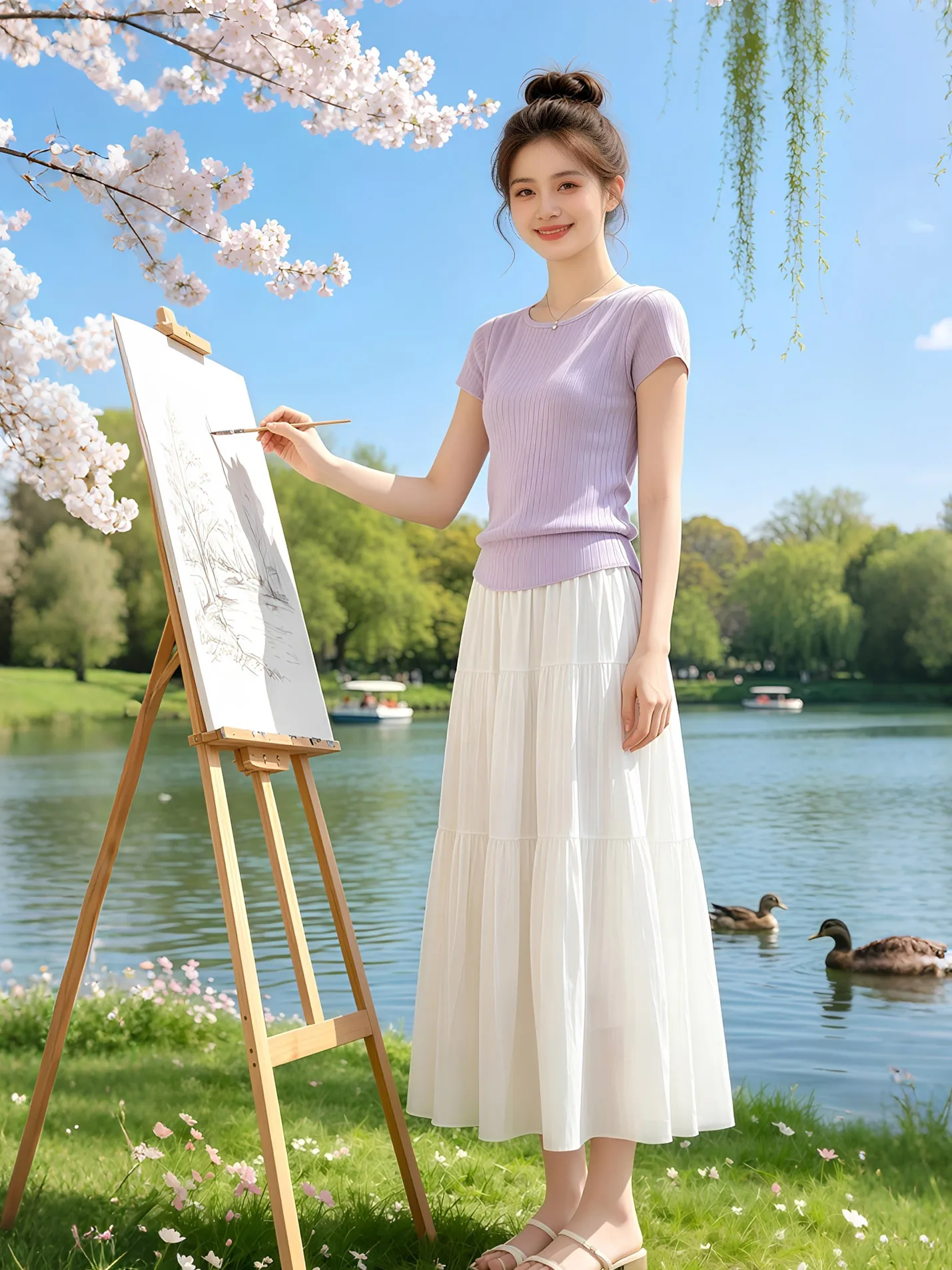 

Summer New Gentle Knitted Top And Half Skirt Set Soft Color Commute Style Women's Fashion Ensemble Lightweight round Neck Sho...