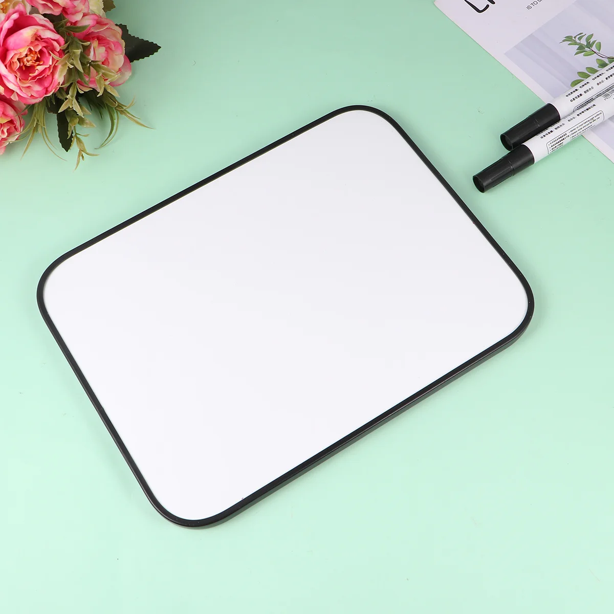 

1pc Magnetic Whiteboard 21X28Cm Black Erasable Drawing Board For Writing Learning Tool Home School Office Use