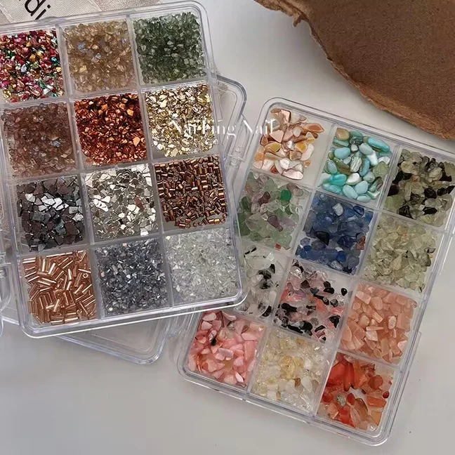 1Box  Shell Flakes Abalone Nail Art Rhinestones Aurora Nails Charms 3D Slice Shell Stone Sequins Nail Art Decoration Manicure