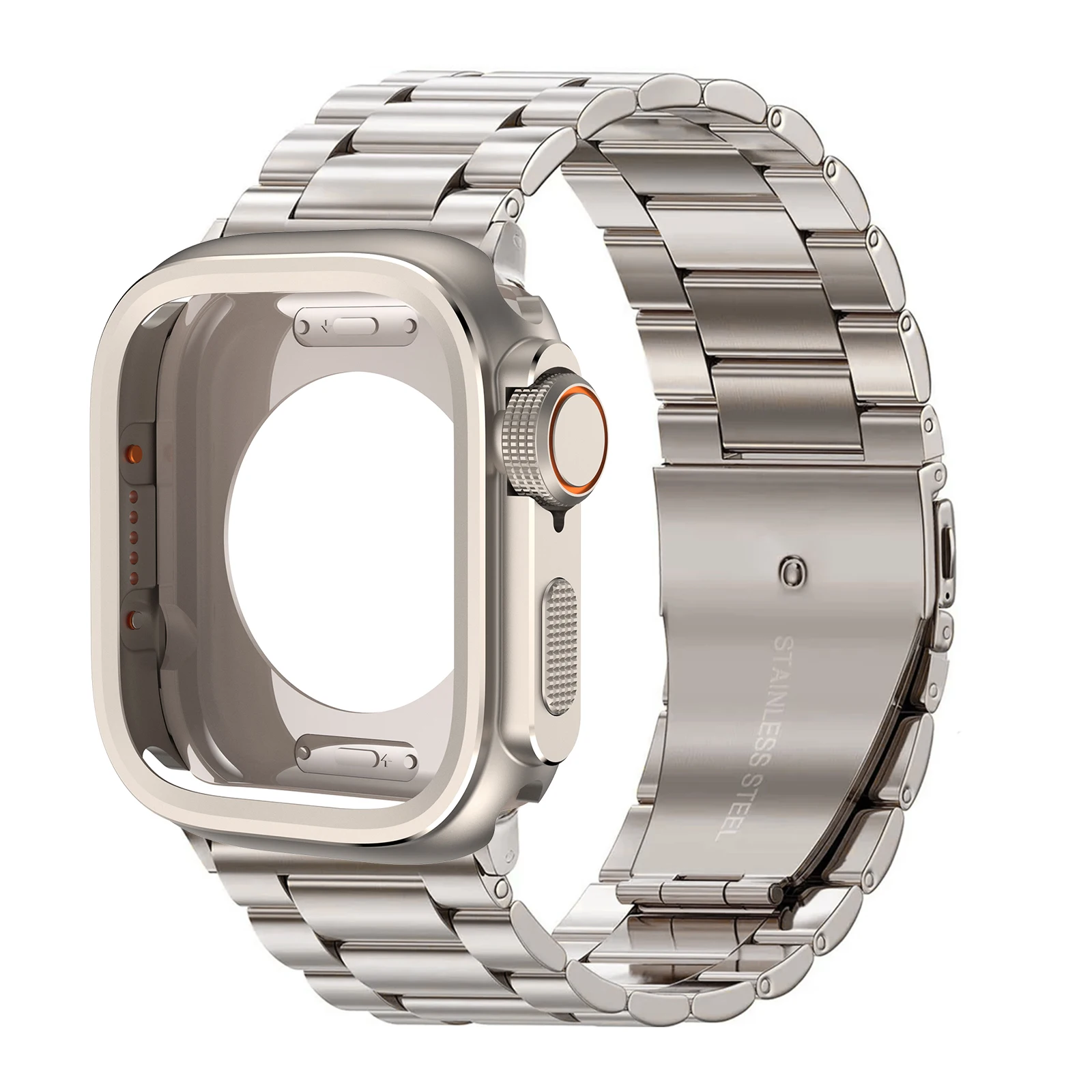 حافظة + حزام لساعة أبل الترا 2 1 49 مللي متر 46 مللي متر 45 مللي متر 44 مللي متر سوار معدني من الفولاذ المقاوم للصدأ لسلسلة IWatch 10 9 8 7 6 SE 5 4 #4