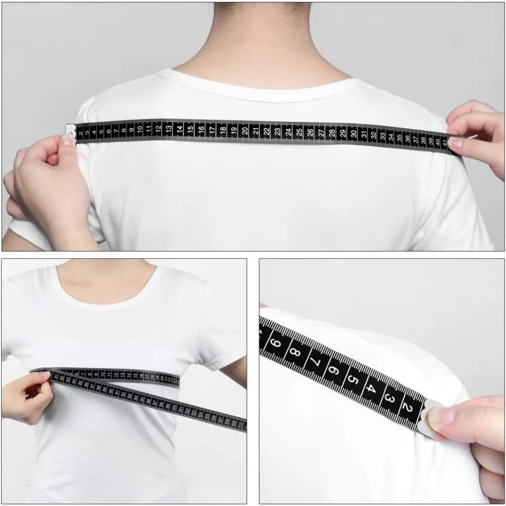 2er-Pack 120-Zoll-Maßband aus weichem Stoff mit doppelter Skala (schwarz).