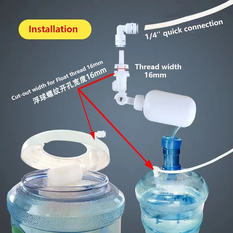 1/4 inch Tube Float Valve Kit for RO Water Reverse Osmosis System (1pc + Ball valve + L+5M pipe)Water Filter Push in to Connect