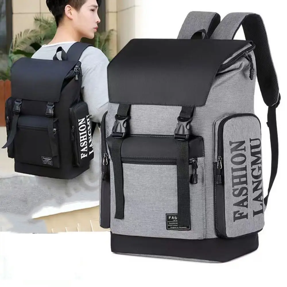 

New Nylon Versatile Backpack Large Capacity Washable Computer Bag Grey Black Travel Bags Men Women