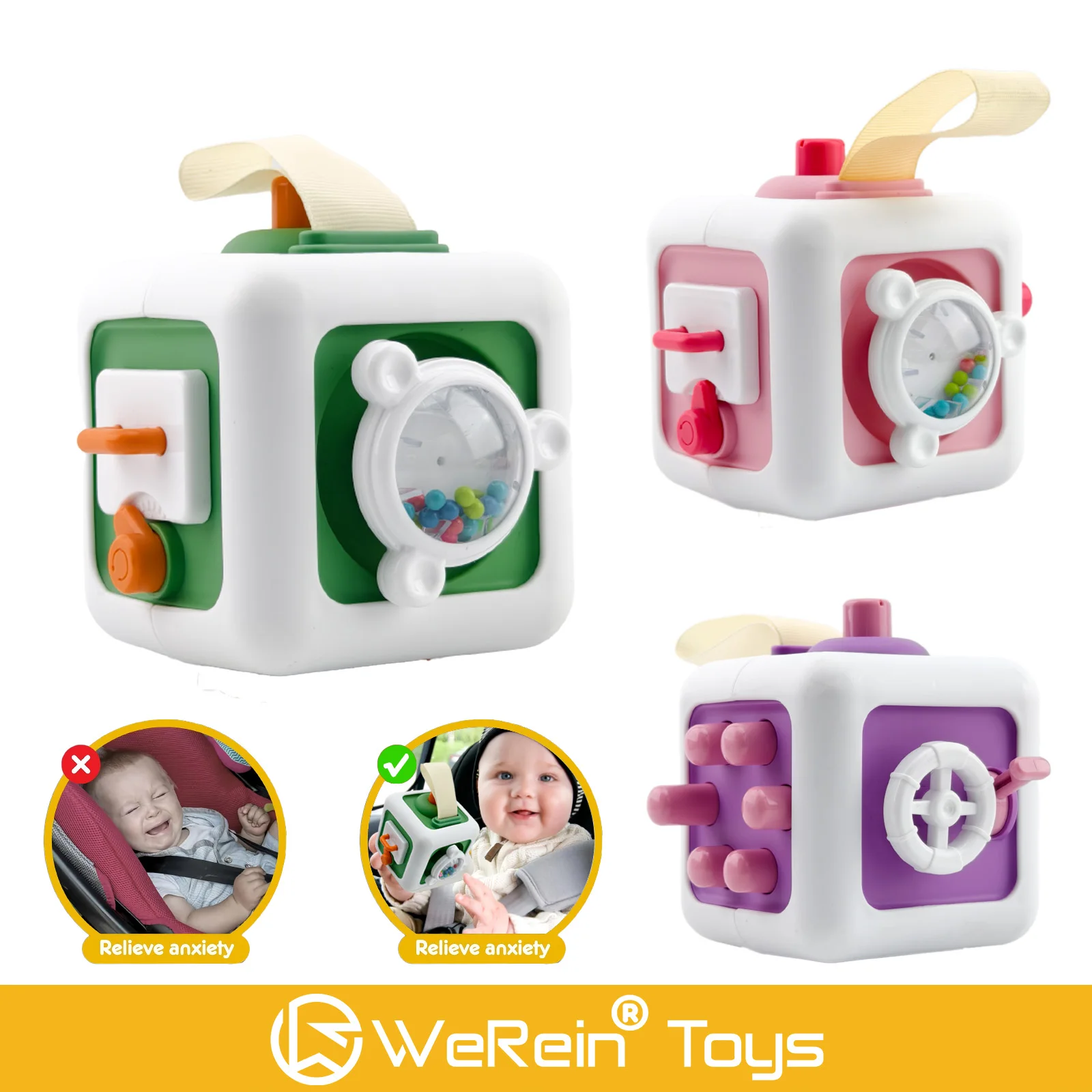 6-in-1 マルチカラー ビジーボール インタラクティブおもちゃ 手と目の協調と論理的思考 男の子/女の子の赤ちゃんへのクリスマスプレゼント