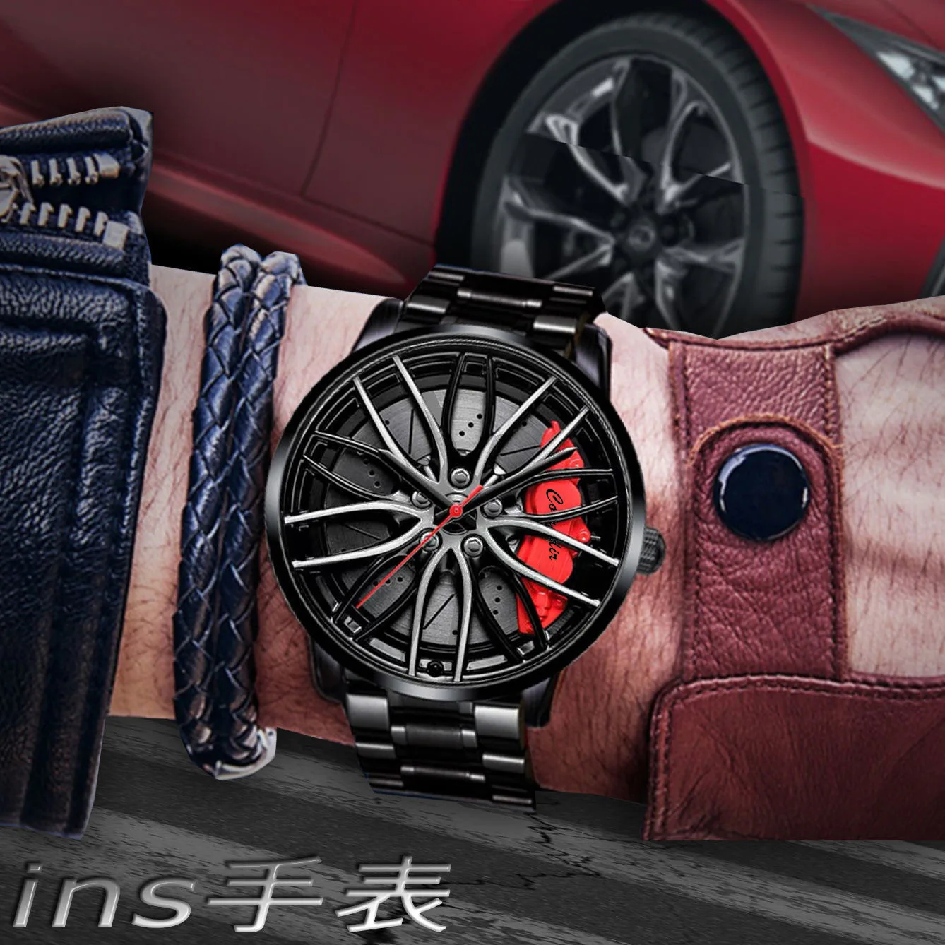 ساعة حركة أوتوماتيكية بالكامل للرجال محور عجلة السيارة المجوف مقاومة للماء ساعة غير ميكانيكية 2026 هدية متوسطة جديدة #3