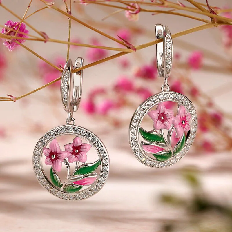 European and American New Light Luxury Earrings, Women's Forest Style Morning Glory, Leaf Countryside Style Dress Accessories