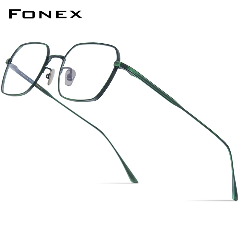 FONEX Pure Titanium Glasses Frame Men 2023 New Retro Trendy Square Eyeglasses Women Eyewear DESKEY