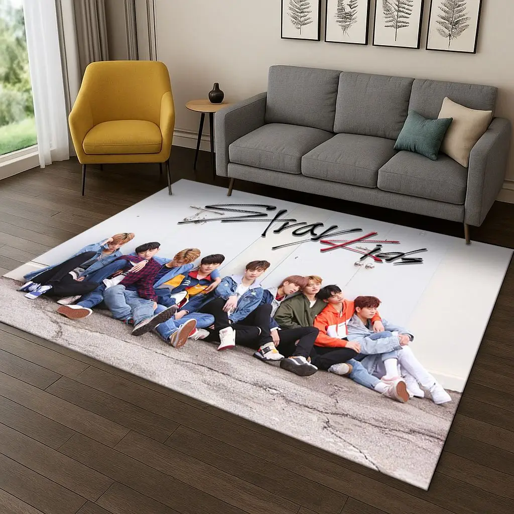 Kpop Star S-Stray Kids Hyunjin Teppich für Schlafzimmer, Wohnzimmer, Sofa, Zuhause, Fußmatte, Heimdekoration, Bereich Teppich, rutschfeste Bodenmatte, Geschenk