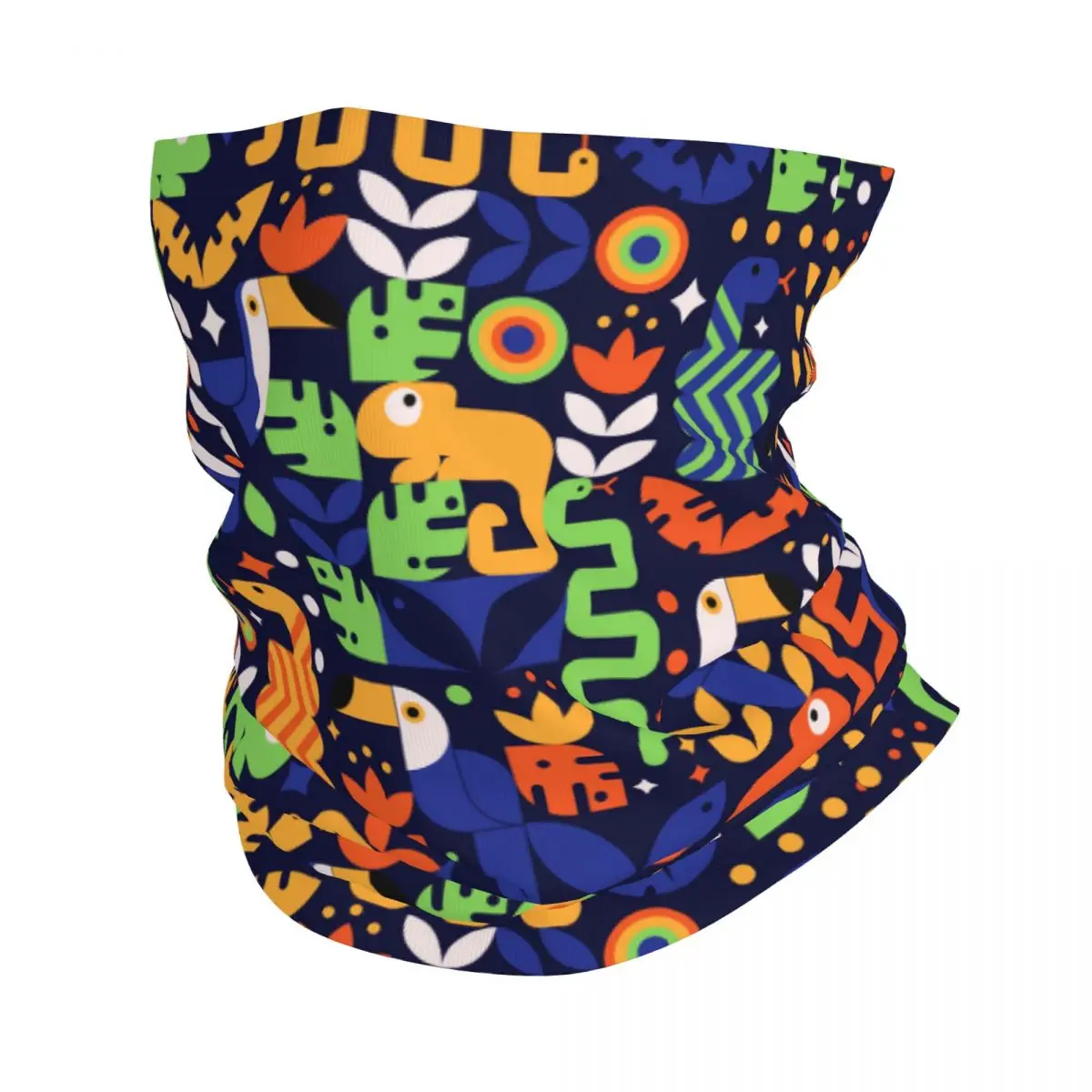 Hornbills And Snakes Scarf Neckerchief Neck Face Mask Polyester