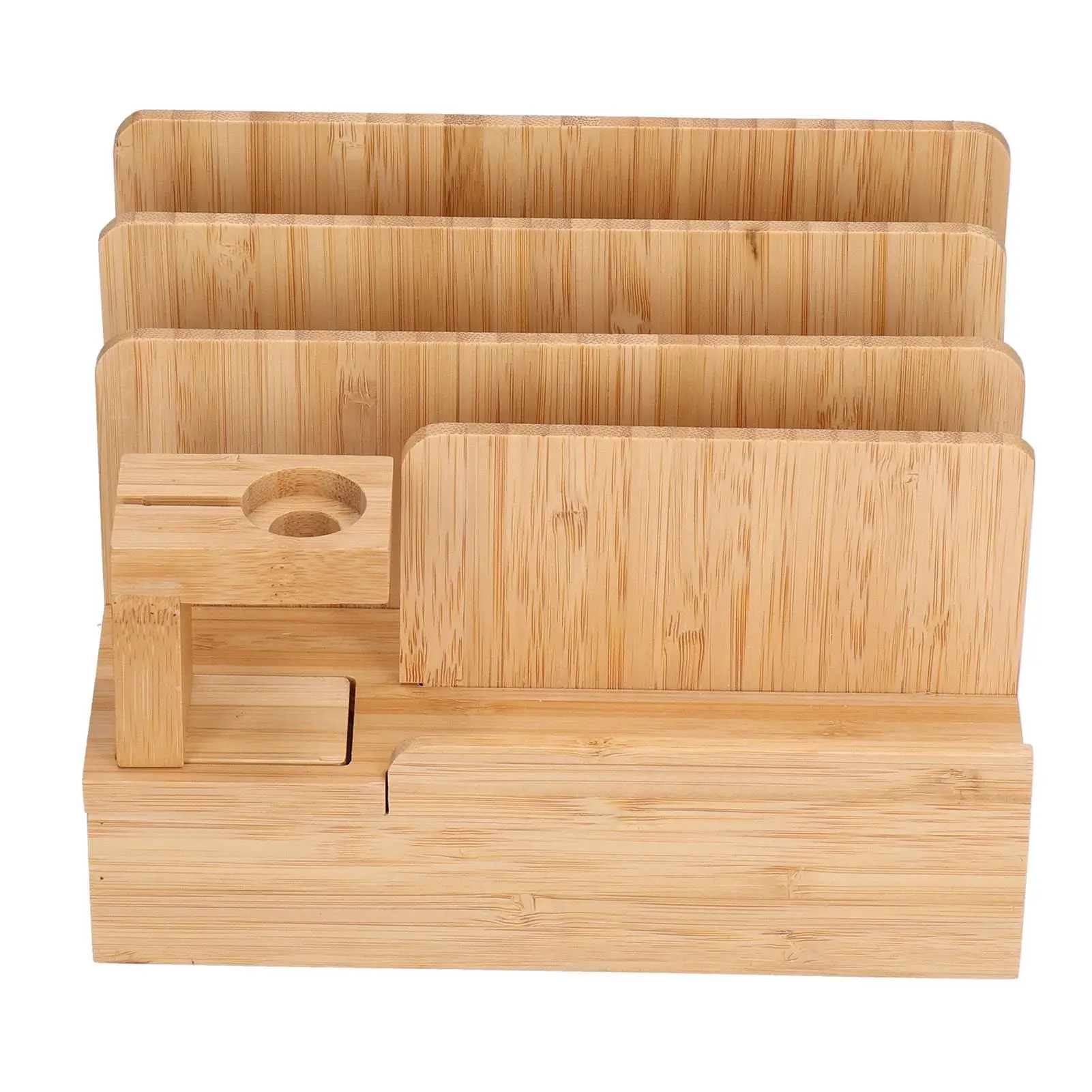 Multi-Device Bamboo Charging Station Organizer - Eco-Friendly & Compatible for All Gadgets