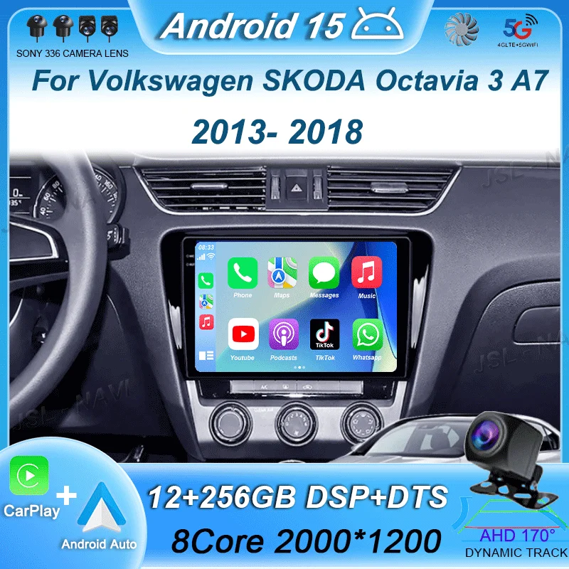 

Car Radio Android 15 For Volkswagen SKODA Octavia 3 A7 2013 - 2018 Multimedia Video Player Stereo Navigation GPS Split Screen 4G