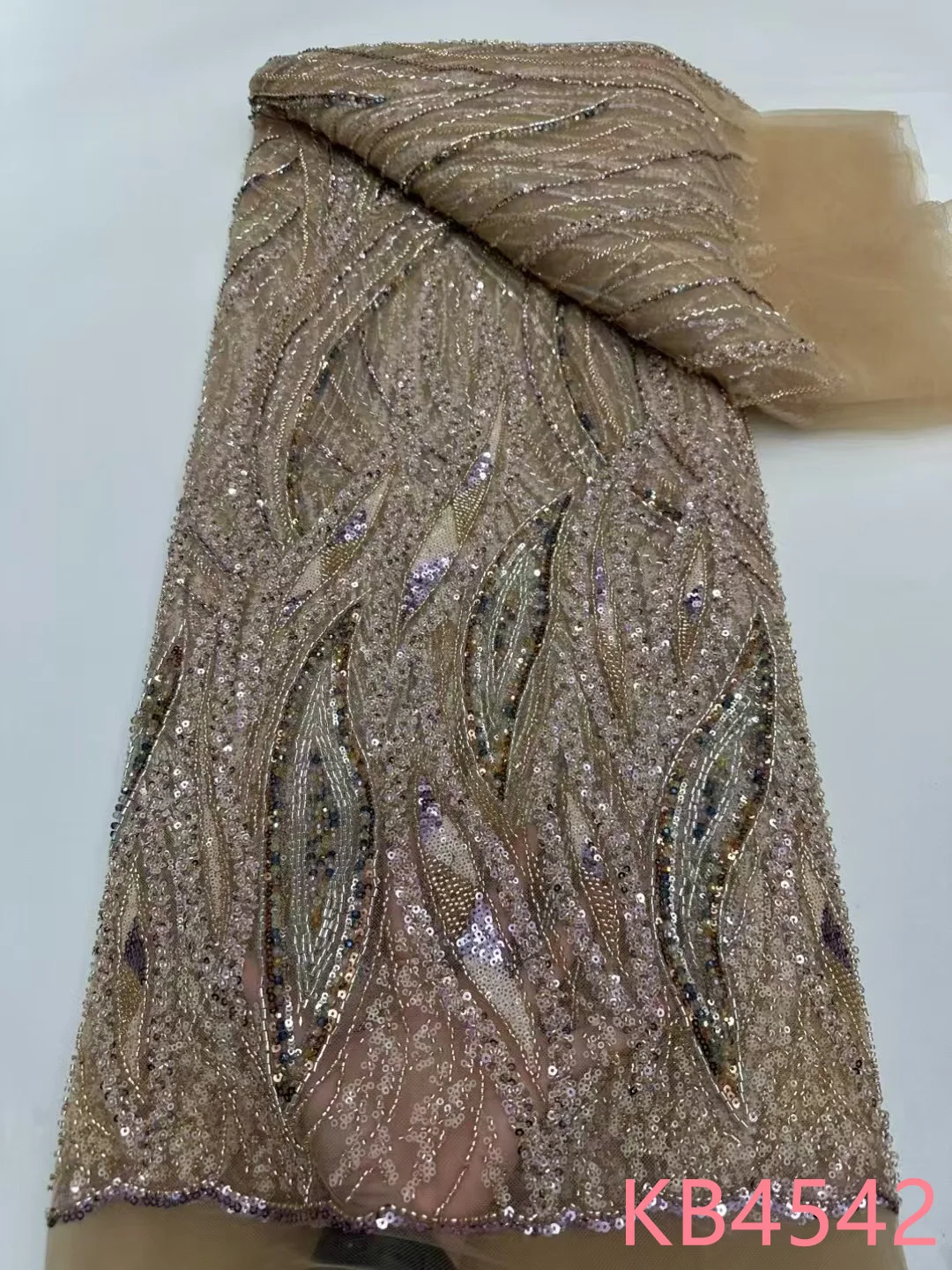 قماش دانتيل أفريقي 5 ياردات جودة عالية 2024 أقمشة دانتيل شبكية فرنسية مطرزة بالترتر مع دانتيل تول للخياطة KB4542