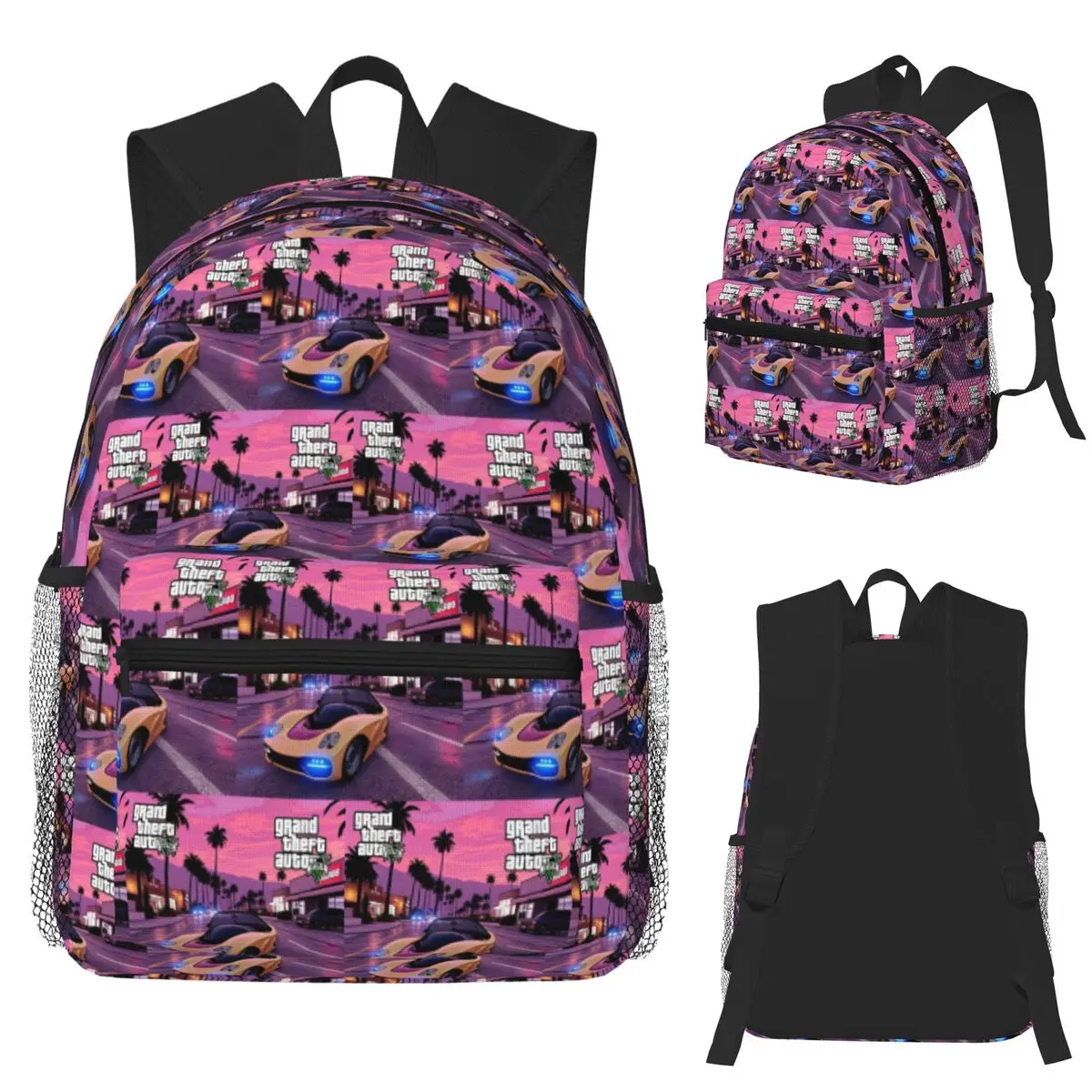 

Grand Auto Theft Theme Student Backpack School Bag Hiking Travel Daypack for Boys Girls Fashion Bookbag Shoulder Bags