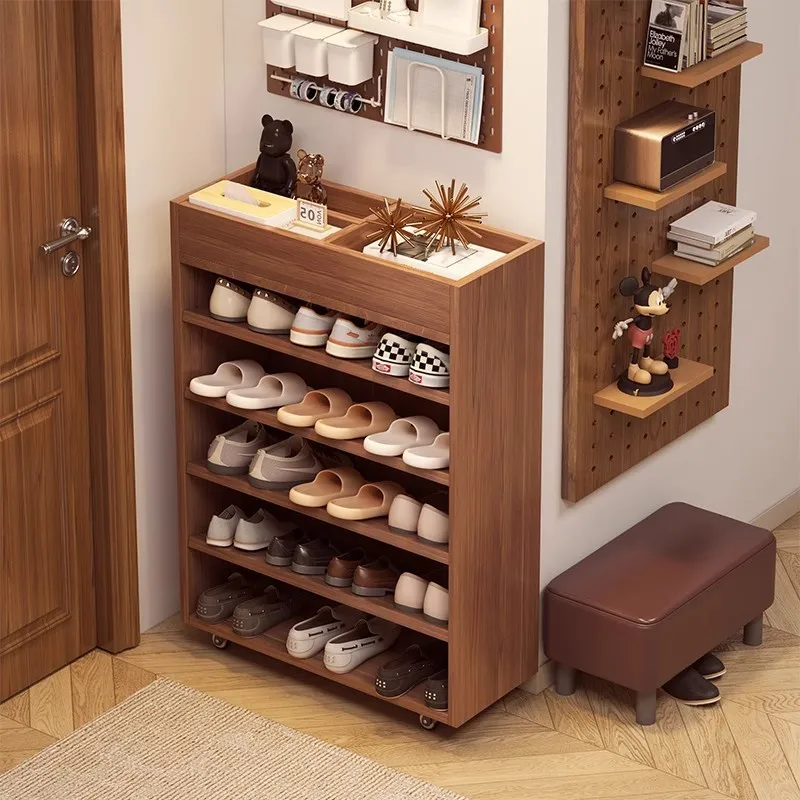 

Entry solid wood ecological board shoe cabinet, multi-layer porch cabinet at entrance of the home, against the wall