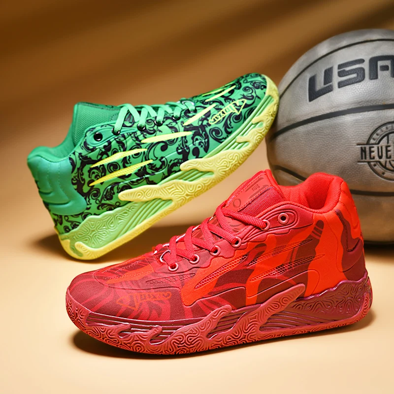 

Men Basketball Shoes Breathe Non Slip Thick Soled Sports Shoes High-Quality Mandarin Duck Color Court Training Basketball Boots