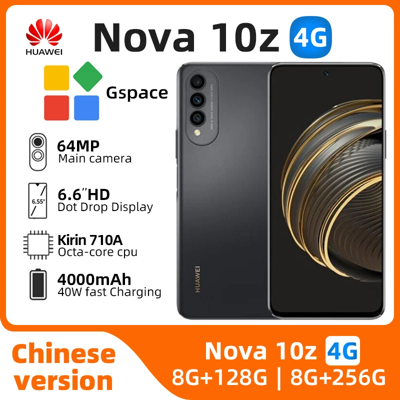 HUAWEI nova 10z 4g Smartphone 6.6 inch SuperCharge 40W 4000mAh Mobile phones 64MP Camera CPU Kirin 710A Original used pho