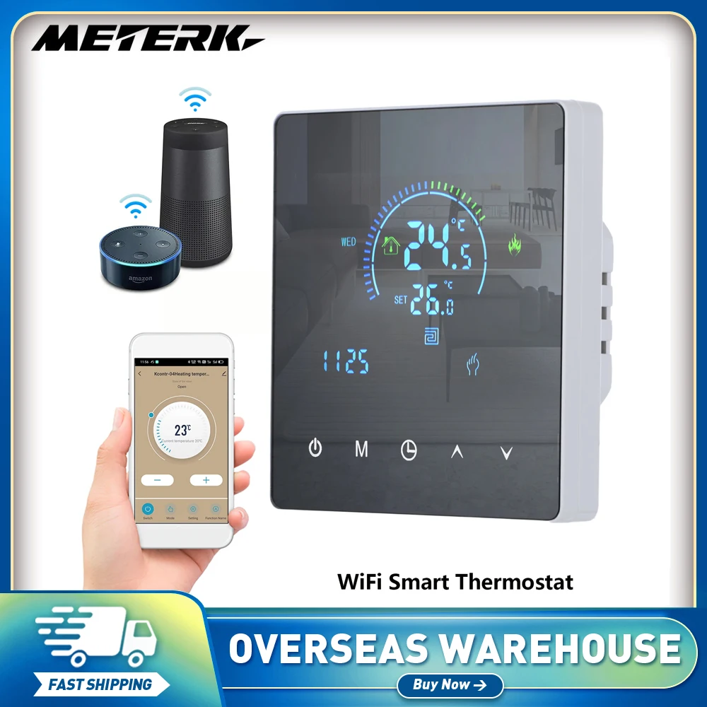 WiFi Smart Intelligent Thermostat Temperature Controller for Water Heating Equipment LCD Display Touch Button Programmable App