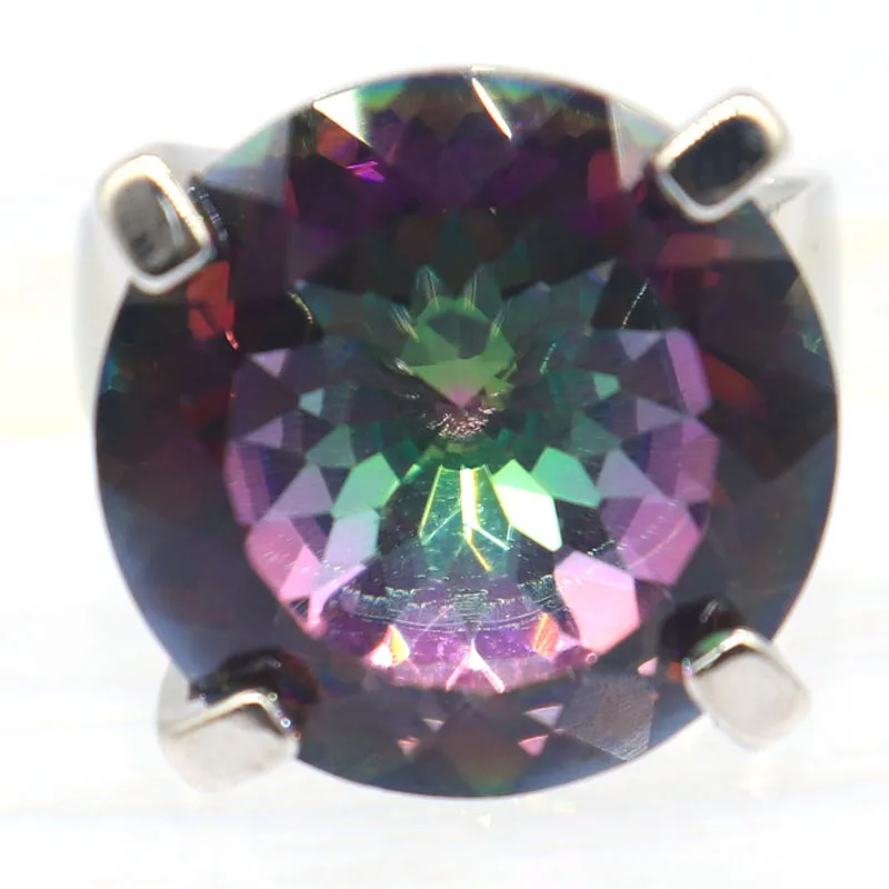 

Buy 3 Get 1 Free 21x18mm SheCrown Dazzling Fire Rainbow Mystic Topaz CZ Engagement Females Silver Rings Many Sizes